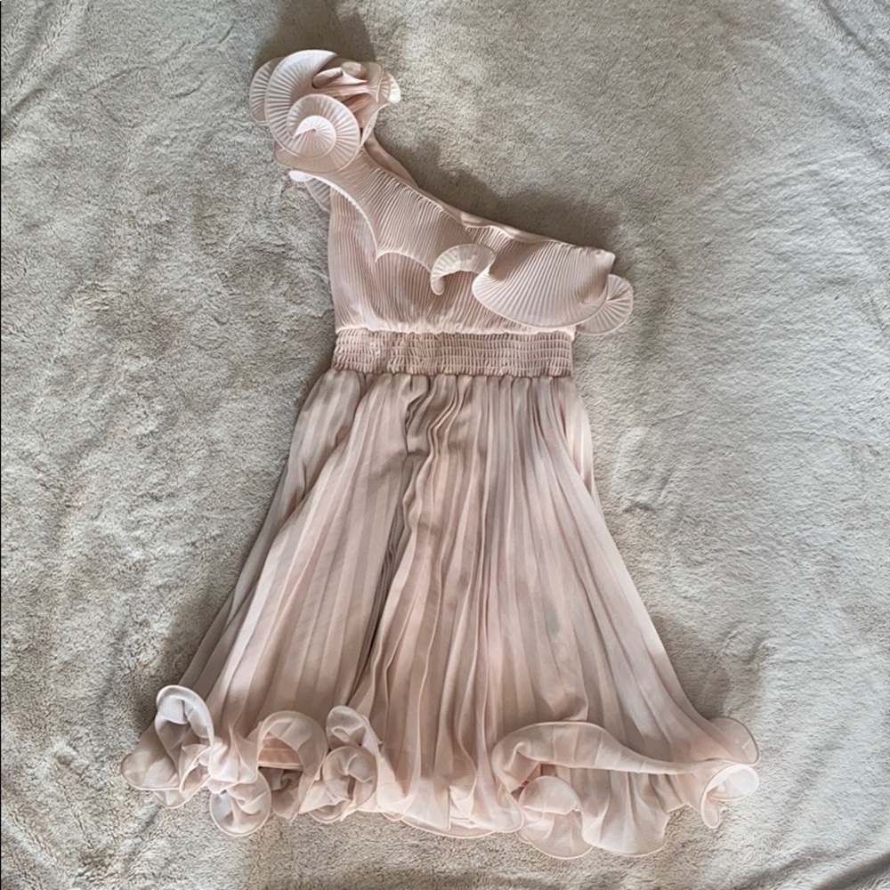Double Zero Pink Chiffon One shoulder dress